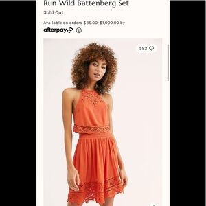 SALE NWOT Free People Run Wild Battenberg skirt Small